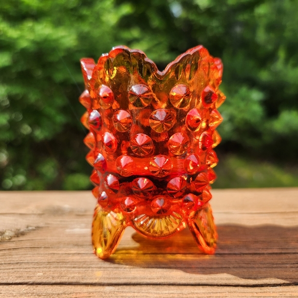 Fenton Amberina Hobnail Toothpick Holder - Picture 1 of 16